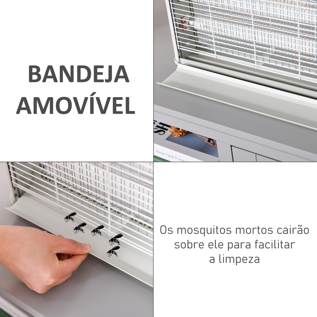 Lâmpada Anti-mosquito Elétrica com Luz Ultravioleta 20W com 2 Tubos LED Área de Ação 60m² 39x7.5x26.5 cm Branco — foto 5