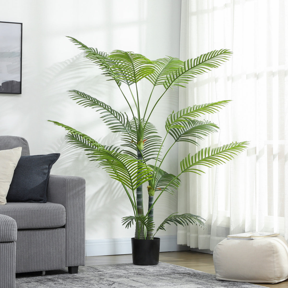 Planta Artificial Decorativa 170 cm Palmeira Artificial com Vaso e Folhas para Interior Casa Sala Escritório Verde — foto 7