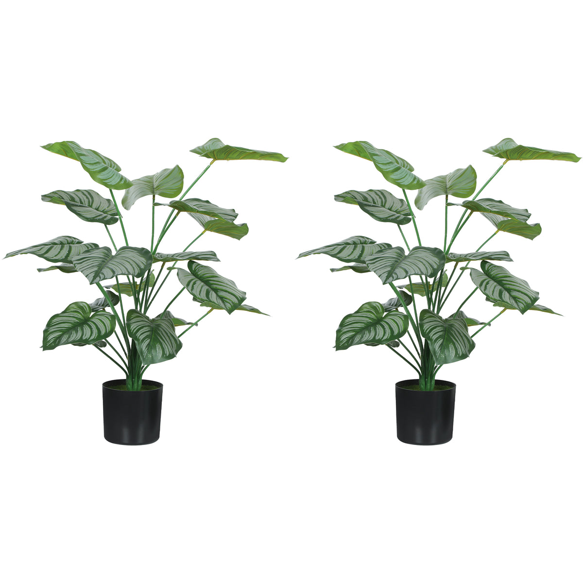 Conjunto de 2 Plantas Artificiais Decorativas 65 cm Plantas Artificiais com Vaso e Folhas para Interior Casa Sala de Estar Escritório Verde — foto 1