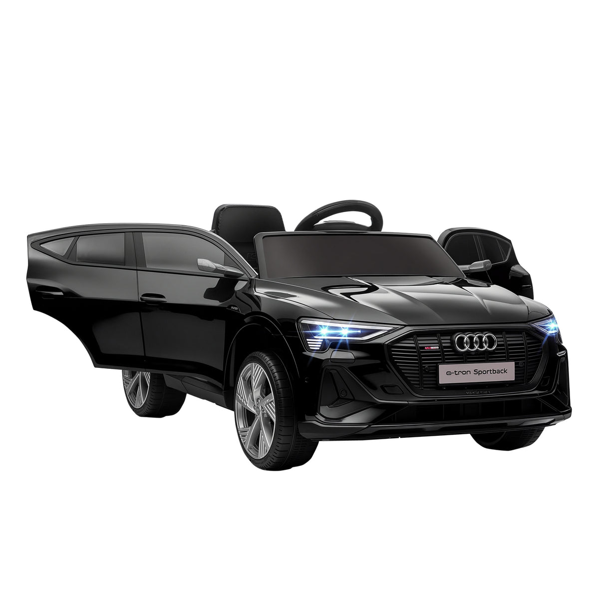 Carro Elétrico Audi E-Tron 12V para Crianças acima de 3 Anos com Controle Remoto Faróis Buzina Música MP3 TF USB e Abertura da Porta 3-8km/h 108x60x47 cm Preto — foto 1