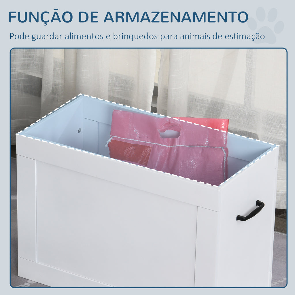 Comedouro Elevado para Cães Comedouro para Cães com 2 Tigelas de Aço Inoxidável e Espaço de Armazenamento Oculto 60x30x41 cm Branco — foto 8