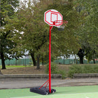 Cesta de basquete com altura ajustável de 210-260 cm com suporte de metal e base recarregável para crianças e adultos vermelho — foto 2