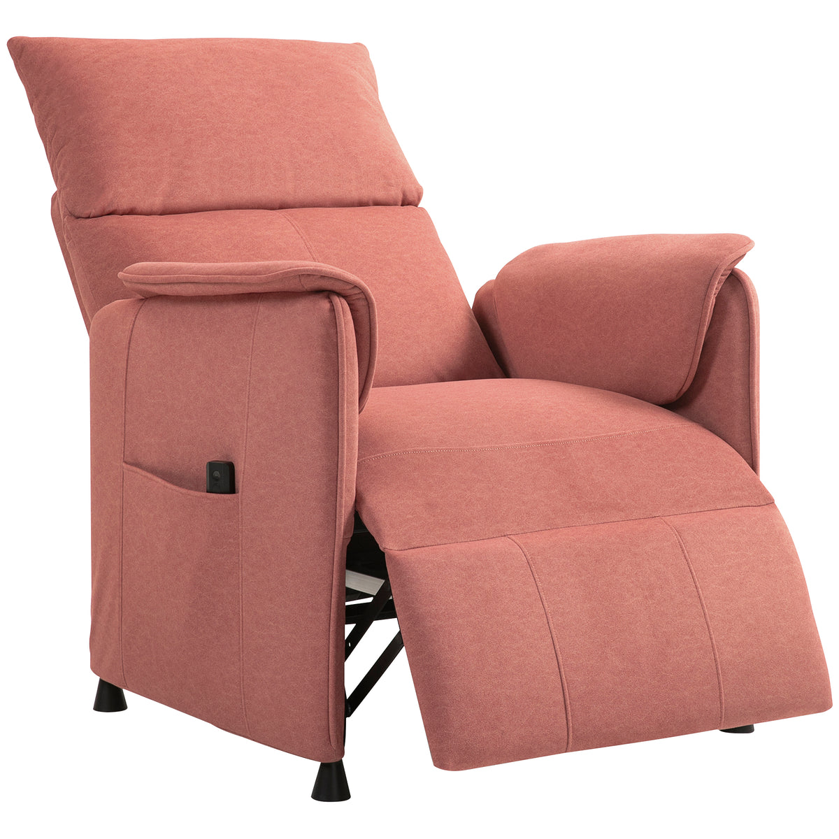 Poltrona Relax Reclinável Elétrica Poltrona Reclinável Silenciosa com Função Memória Apoio para Pés Controlo Remoto e Bolsos Laterais para Dormitório Sala de Estar 80x83x104 cm Laranja — foto 1