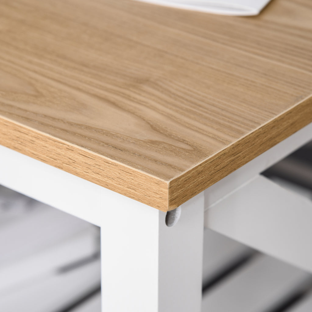 Mesa de Centro para Sala de Estar Mesa de Café com Prateleira de Armazenamento Inferior 116x60x48cm Madeira Natural e Branco — foto 9