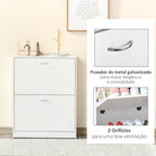 Sapateira de Madeira Armário para Sapatos com 2 Compartimentos para Entrada Corredor Dormitório Sala de Estar 60x24x80 cm Branco — foto 6