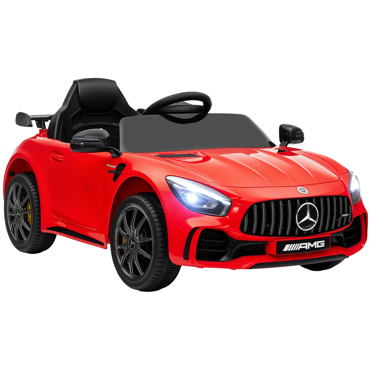 Carro Elétrico para Crianças acima de 3 Anos Carro Mercedes-Benz AMG GTR Carro Elétrico Infantil com Bateria 12V Controlo Remoto Faróis Buzina e Música 108x67x46 cm Vermelho — foto 1