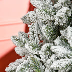 Árvore de Natal Artificial 225 cm com Neve Ignífugo com 1300 Ramos Folhas de PVC Base Dobrável e Suporte Metálico Decoração de Natal para Interiores Verde — foto 9
