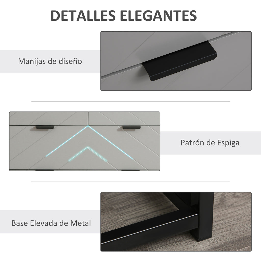 Cômoda de cabeceira com 4 gavetas com base elevada e desenho anti derrapante 80x40x79 cm Branco Cinzento e Preto — foto 7