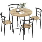 Conjunto de Mesa e Cadeiras de Jantar Compacto, Mesa Redonda com 4 Cadeiras, Estilo Industrial, Estrutura Metálica, Ideal para Espaços Pequenos, Sala de Jantar, Mesa Ø85x76 cm, Natural — foto 1