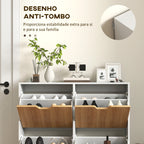 Sapateira com 4 Gavetas e Prateleiras Ajustáveis Móvel para Sapatos de Corredor para 16 Pares de Sapatos 95x26x95 cm Branco e Madeira — foto 7