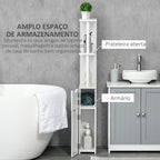 Coluna Casa de Banho com 2 Portas e 2 Prateleiras Abertas Armário Alto para Casa de Banho Sala de Estar Dormitório Estilo Moderno 15,2x29,8x118cm Branco — foto 4