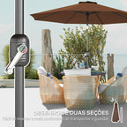 Chapéu de Sol de Jardim Ø295x250cm com Manivela Chapéu de Sol Exterior com Mecanismo de Inclinação e Mastro Desmontável de Metal para Terraço Piscina Pátio Café — foto 6