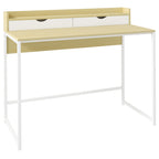 Secretária Moderna Mesa para Escritório Mesa de Computador com Estante de Armazenamento e 2 Gavetas Removíveis 106x50x89 cm Branco — foto 1