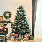HOMCM Árvore de natal de 210 cm 2012ramos com Suporte Metálico Árvore de Natal de ponta branca artificial Realista para interiores Verde — foto 2