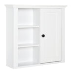 Armário de banheiro multifuncional Armário de parede com economia de espaço com 3 níveis abertos 1 porta Prateleira de sobreposição ajustável 53x14.5x50.5 cm Branco — foto 1