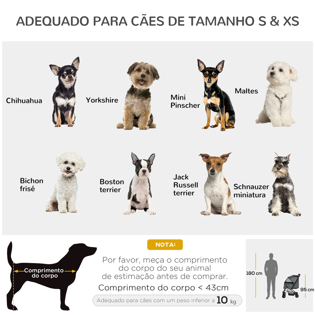 Carrinho para Animais de Estimação Dobrável Carro para Cães e Gatos com Capô Ajustável Cesta de Armazenamento Cinto de Segurança Tecido Oxford 600D Aço 76,5x52x95cm Cinza — foto 4