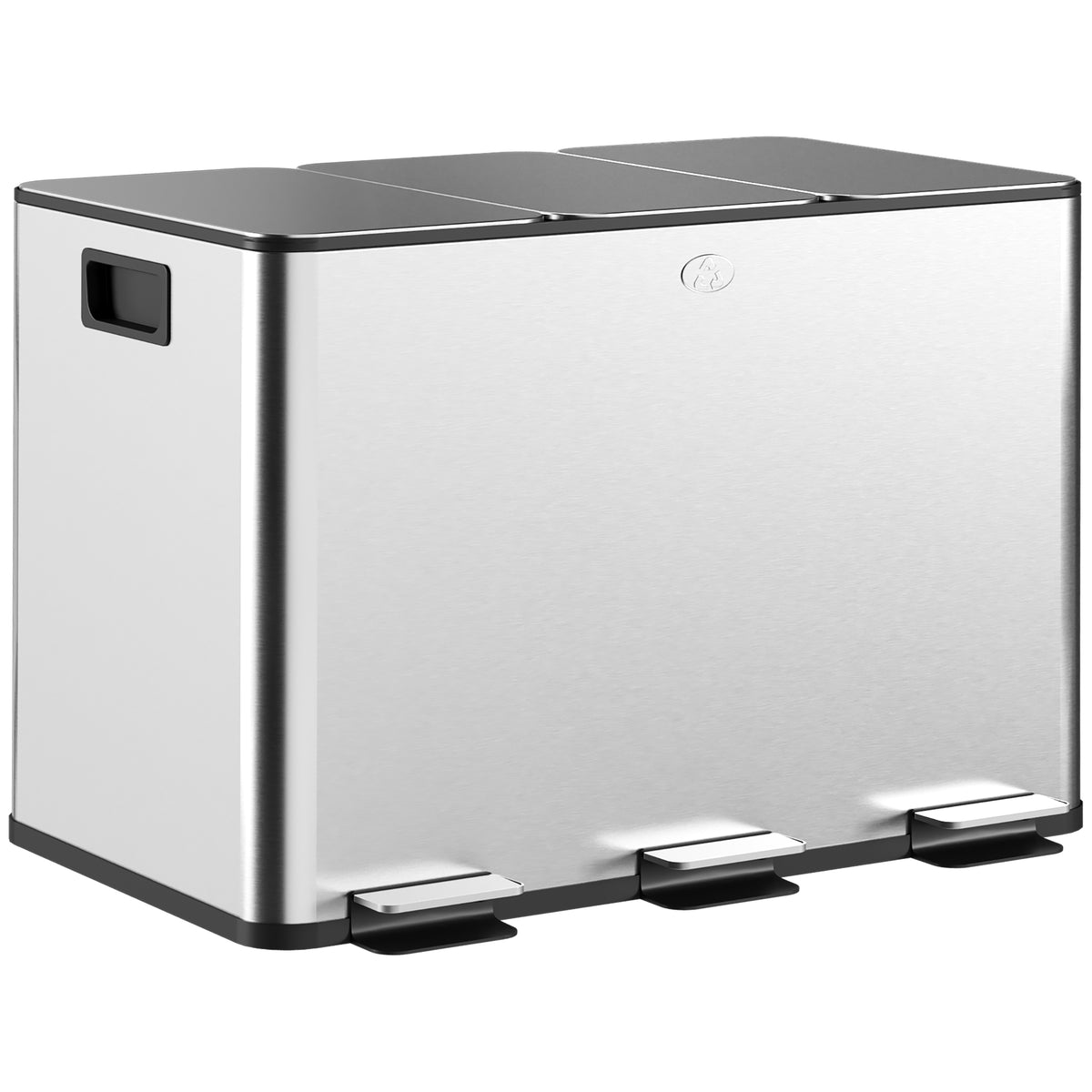 Balde de Lixo de Cozinha com 3 Compartimentos 3x10L Cubo de Lixo de Aço Inoxidável com Pedais Tampas com Fechamento Suave e Cubo Amovível para Escritório Cozinha Prata — foto 1