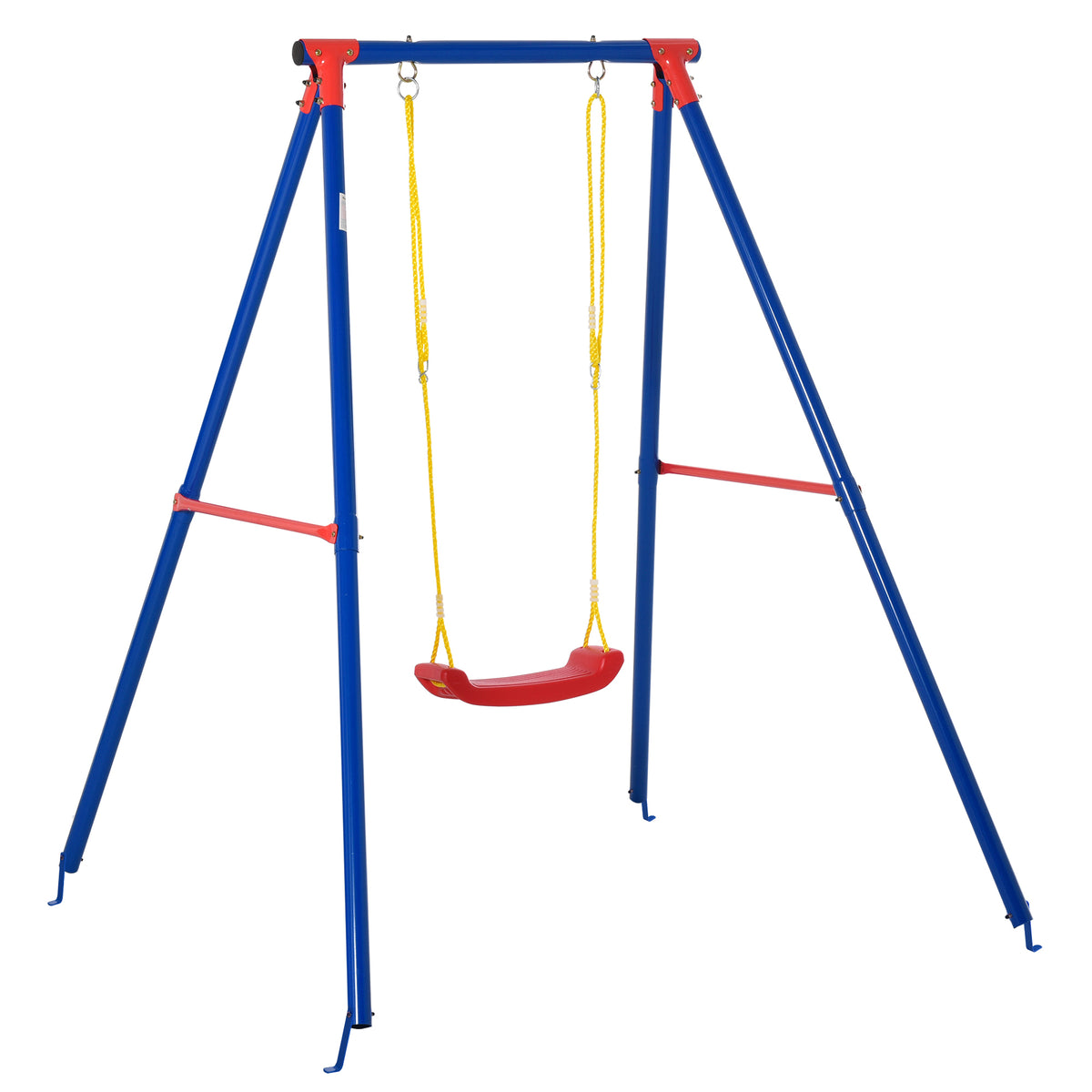 Balanço de metal para crianças acima de 6 anos com apoio infantil com assento de corda ajustável 4 âncoras externas máx. 40 kg 155x160x180cm Multicolor — foto 1