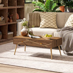 Mesa de Centro Mesa Auxiliar para Sala de Estar com 2 Gavetas e Pés de Aço para Dormitório Sala de Estar 100x50x41 cm Marrom — foto 2