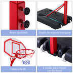 Cesta de basquete com altura ajustável de 210-260 cm com suporte de metal e base recarregável para crianças e adultos vermelho — foto 6
