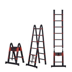Escada telescópica multifuncional de alumínio de 3,8M 2 formas Estrutura de escalada portátil interna Externa Doméstica, preta — foto 1