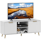 Móvel de TV Moderno Móvel de TV para Sala de Estar com 2 Compartimentos Abertos e 2 Portas Móvel para Televisores de 55 Polegadas 120x35x48 cm Branco — foto 1