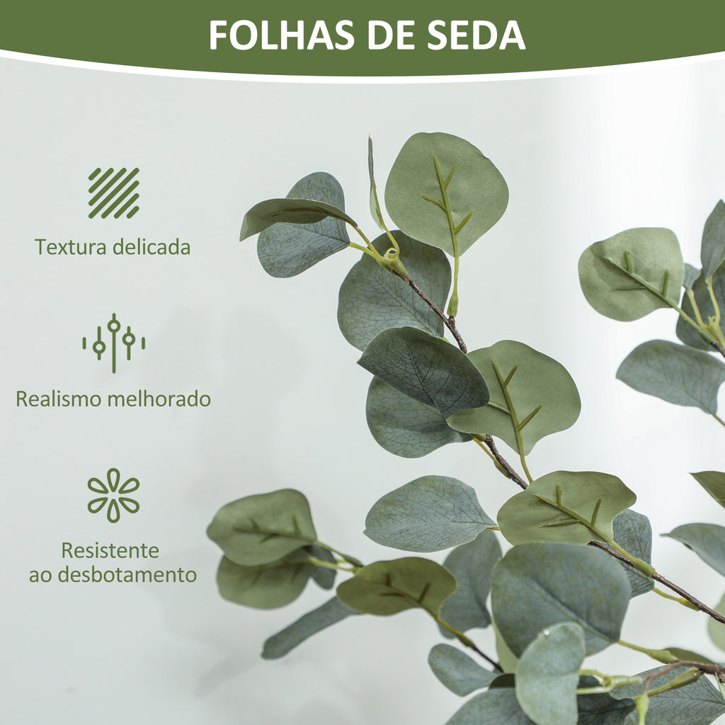 Eucalipto Artificial 150 cm Planta Artificial Decorativa Grande Árvore Artificial de Interior com 230 Folhas Decoração para Casa Escritório Dormitório Verde — foto 5