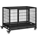 Gaiola de Metal para Cães com Rodas e Freios Bandeja Removível e Porta com Trava para Golden Retriver Labrador 92x62x75cm Preto — foto 1
