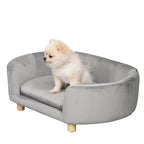 Sofá para Cães Pequenos Cama Elevada para Cães com Pés de Madeira Almofada Removível e Capa Lavável Carga 10 kg 86x55x33 cm Cinzento Claro — foto 1