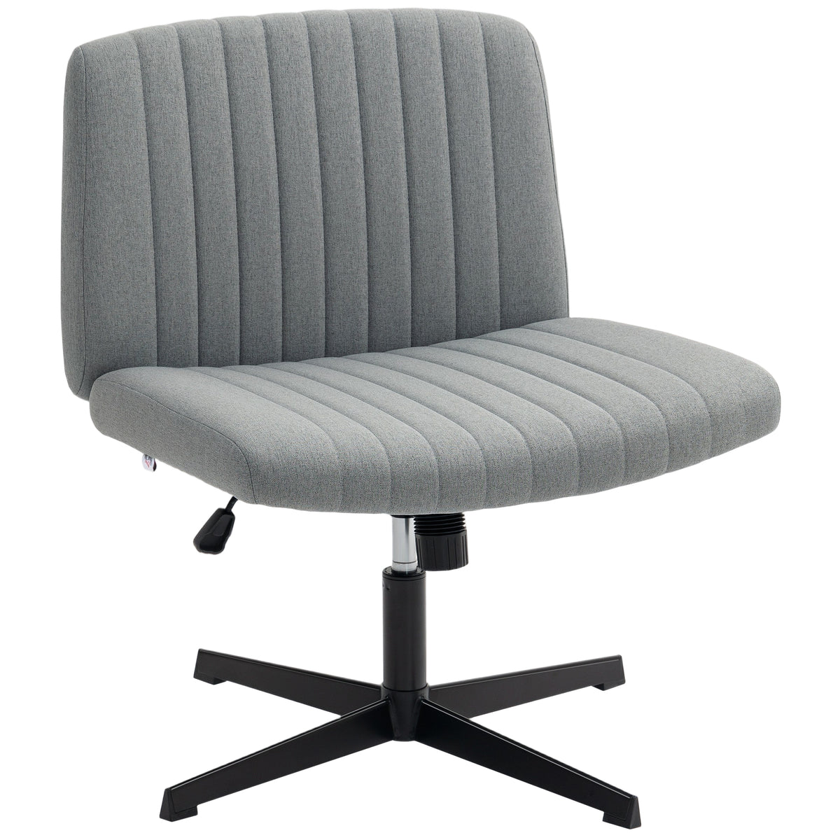 Cadeira de Escritório sem Apoio para os Braços Cadeira de Secretária Giratória com Função Basculante Altura Ajustável sem Rodas para Quarto Sala de Estar 61x64x76-86 cm Cinzento — foto 1