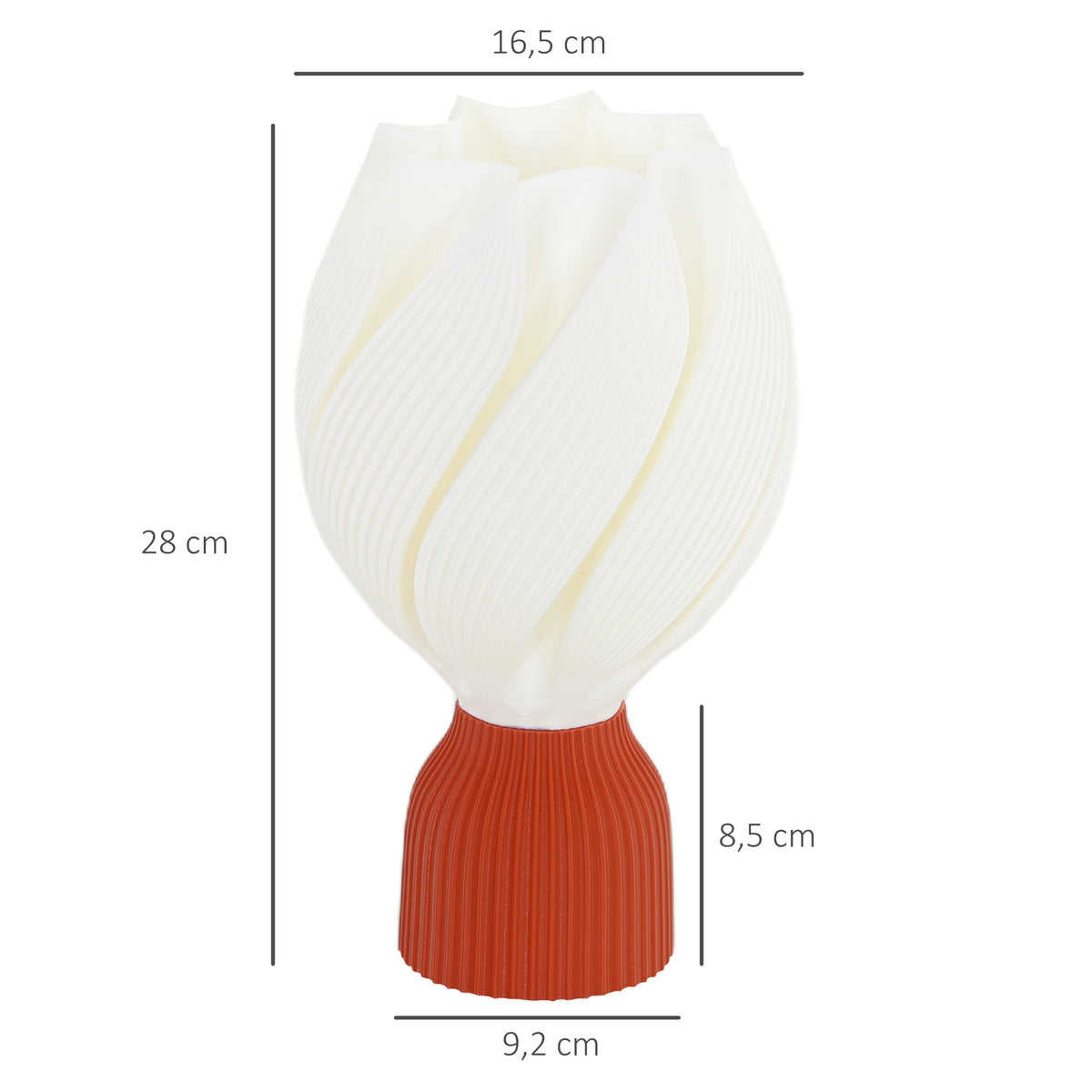 Candeeiro de Mesa de Cabeceira com Ecrã de Impressão 3D Candeeiro de Mesa com Desenho de Pétalas com Luz Quente para Quarto Sala de Estar Ø16,5x28 cm Branco — foto 3
