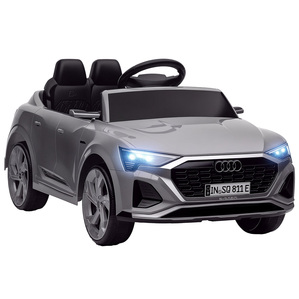 Carro Elétrico para Crianças acima de 3 Anos Carro Audi Q8 Etron Sportback Infantil com Bateria 12V Controlo Remoto Faróis Buzina e Música 98x49,5x43 cm Cinza — foto 1
