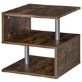 Mesa de apoio para sofá Mesa de centro para sala de estar Mesa de apoio estilo industrial em S com prateleiras em 3 níveis 48x48x48 cm Cor Madeira envelhecida — foto 1