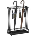 Suporte para Guarda-Chuva Moderno Retangular Suporte para Guarda Chuvas de Aço com 24 Ganchos 21 Espaços e Bandeja Recolhedora de Gotas Amovível para Entrada Escritório 50x24x68 cm Preto — foto 1