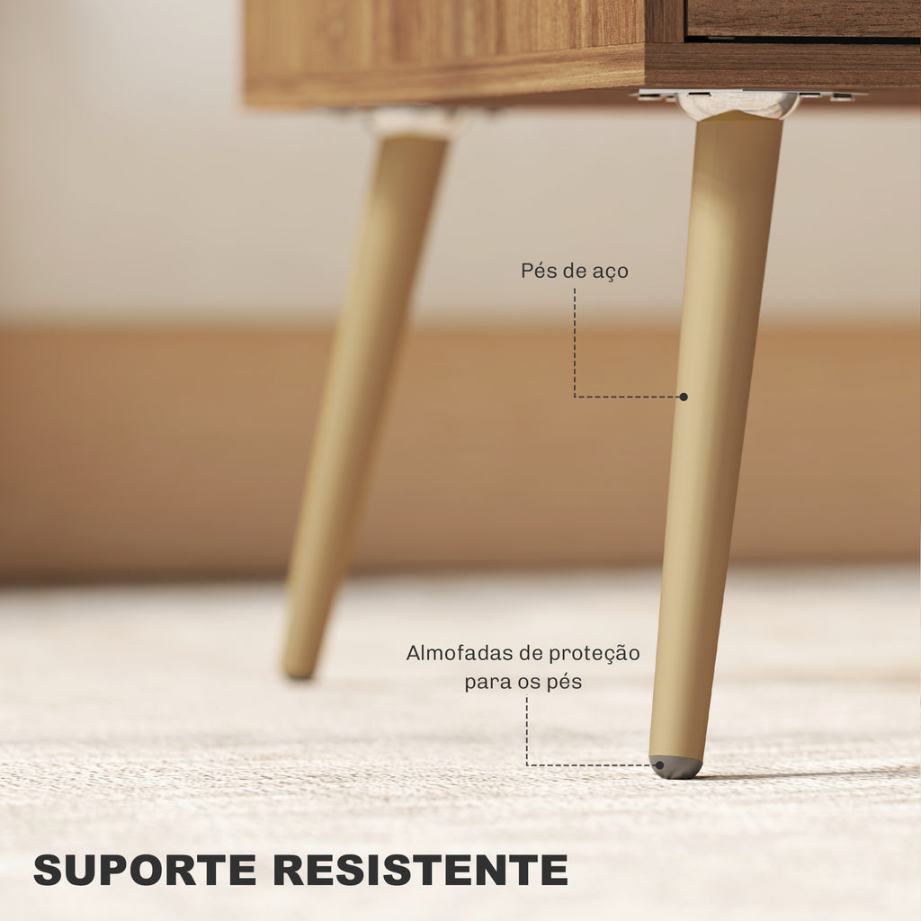 Mesa de Centro Mesa Auxiliar para Sala de Estar com 2 Gavetas e Pés de Aço para Dormitório Sala de Estar 100x50x41 cm Marrom — foto 6