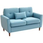 Sofá de 2 Lugares para Sala com Apoio de Braços Almofadas e Assento Acolchoado Capa de Almofada Lavável 140x78x83 cm Azul Claro — foto 1