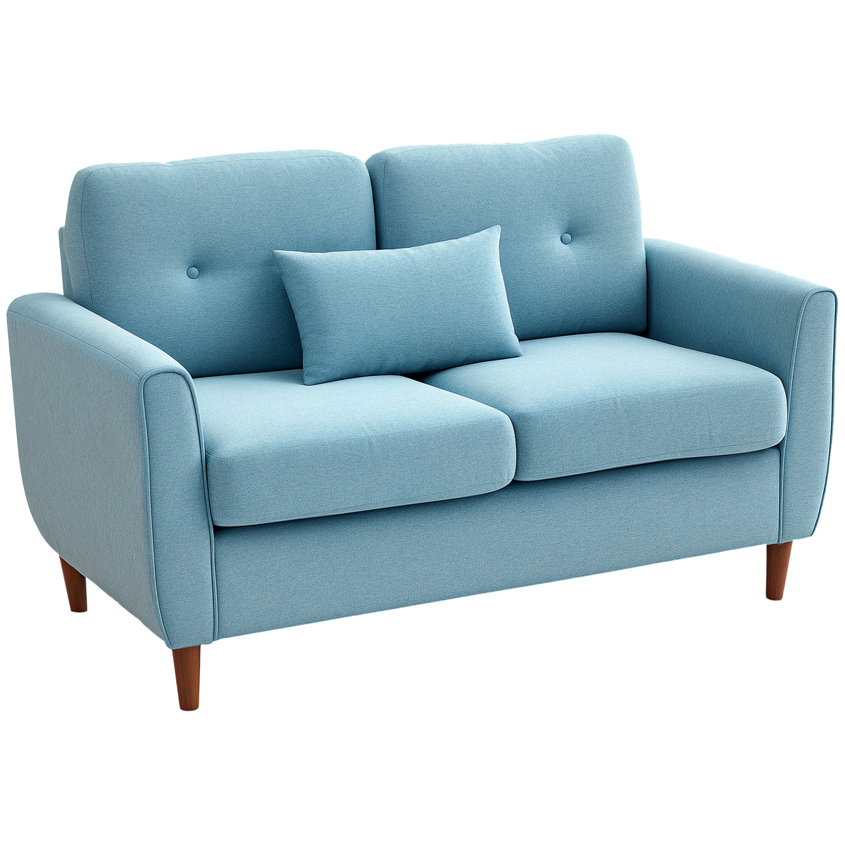Sofá de 2 Lugares para Sala com Apoio de Braços Almofadas e Assento Acolchoado Capa de Almofada Lavável 140x78x83 cm Azul Claro — foto 1