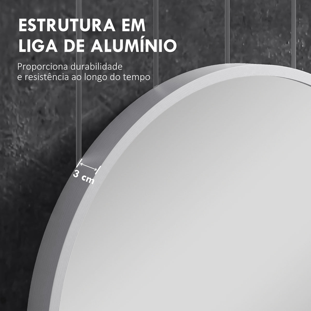 Espelho Casa de Banho 60x90 cm Espelho Decorativo de Parede com Estrutura de Alumínio para Sala de Estar Entrada Corredor Horizontal ou Vertical Prata — foto 5