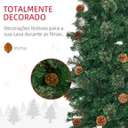 Árvore de Natal Artificial 225 cm Árvore de Natal com 706 Ramos Árvore de Natal Estreita Slim com 56 Pinhas Base Dobrável Ø58x225 cm Verde — foto 6