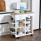Carrinho de cozinha Carrinho de serviço multifuncional com gavetas Cestas Prateleiras de especiarias Toalheiro Rodas 92x37x82 cm Branco — foto 2