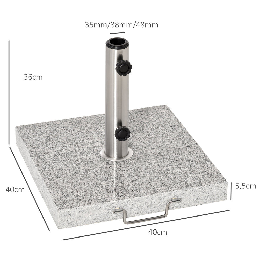 Base para Chapéu de Sol de Mármore Universal com 2 Rodas e Alça de Transporte para Mastros de Ø35/38/42mm Suporte para Chapéu de Sol de Exterior 42x42x36cm Cinza — foto 3