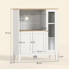 Móvel Auxiliar de Cozinha Moderno Móvel para Micro-Ondas Móvel de Cozinha com Prateleiras 3 Portas Compartimento Aberto Sistema Anti-Tombo para Sala de Jantar 80x35x97 cm Branco — foto 3