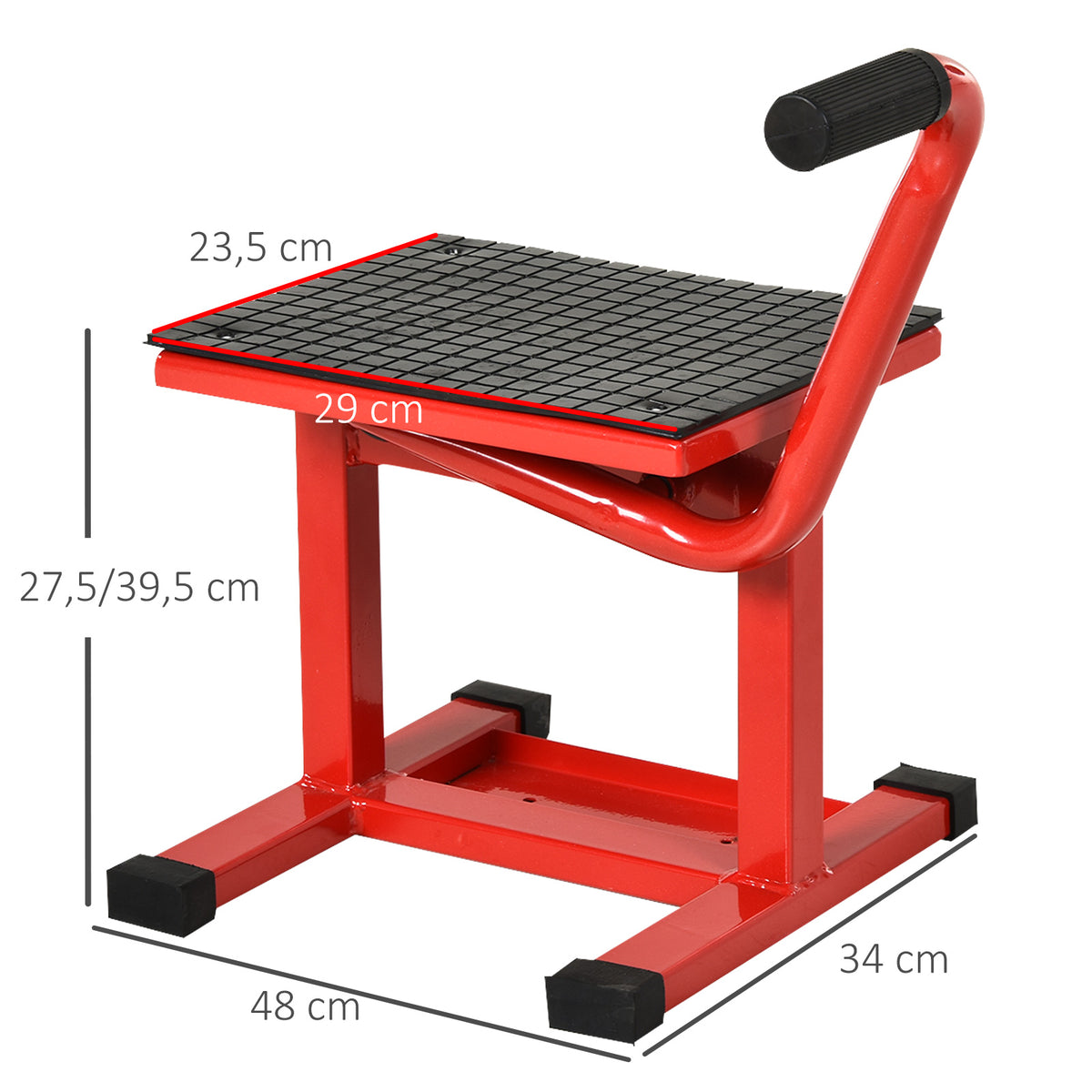 Plataforma Elevatória Altura Ajustável 27,5-39,5 cm Elevador para Motocicletas com Manivela Base Antiderrapante Suporte de Levantamento Carga 150 kg para Reparação de Motocicletas Oficina Garagem — foto 3