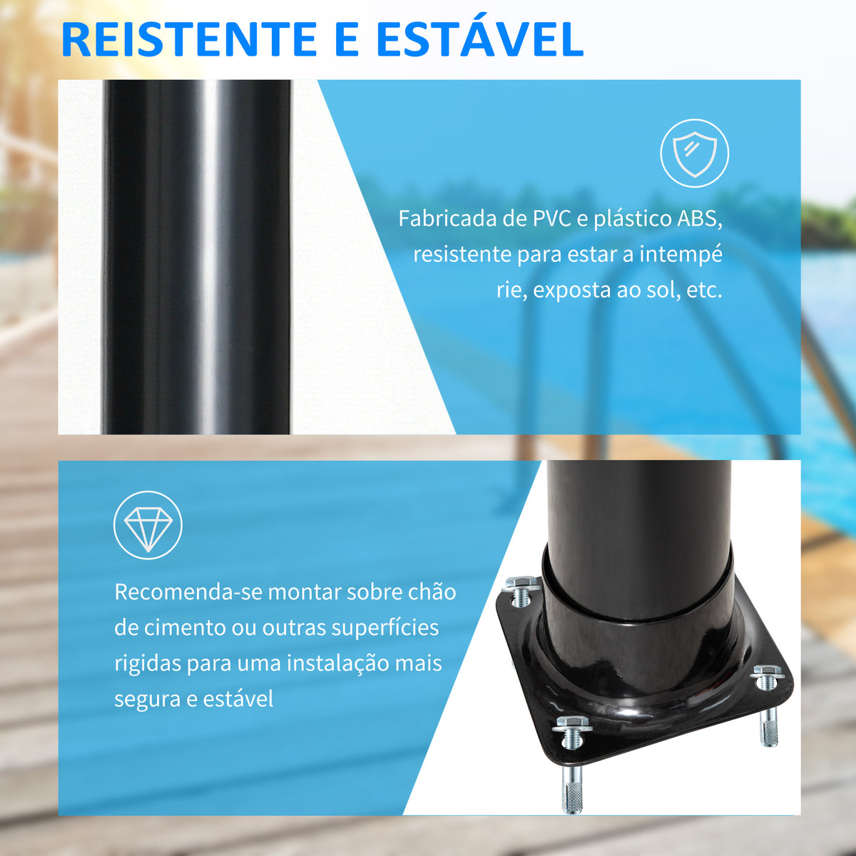Duche Solar de 20 Litros para Exterior Duche de Piscina com Cabeçal Toneira e Regulador de Água Quente Máx 60℃ para Jardim Pátio Praia Ø11x217 cm Preto — foto 7
