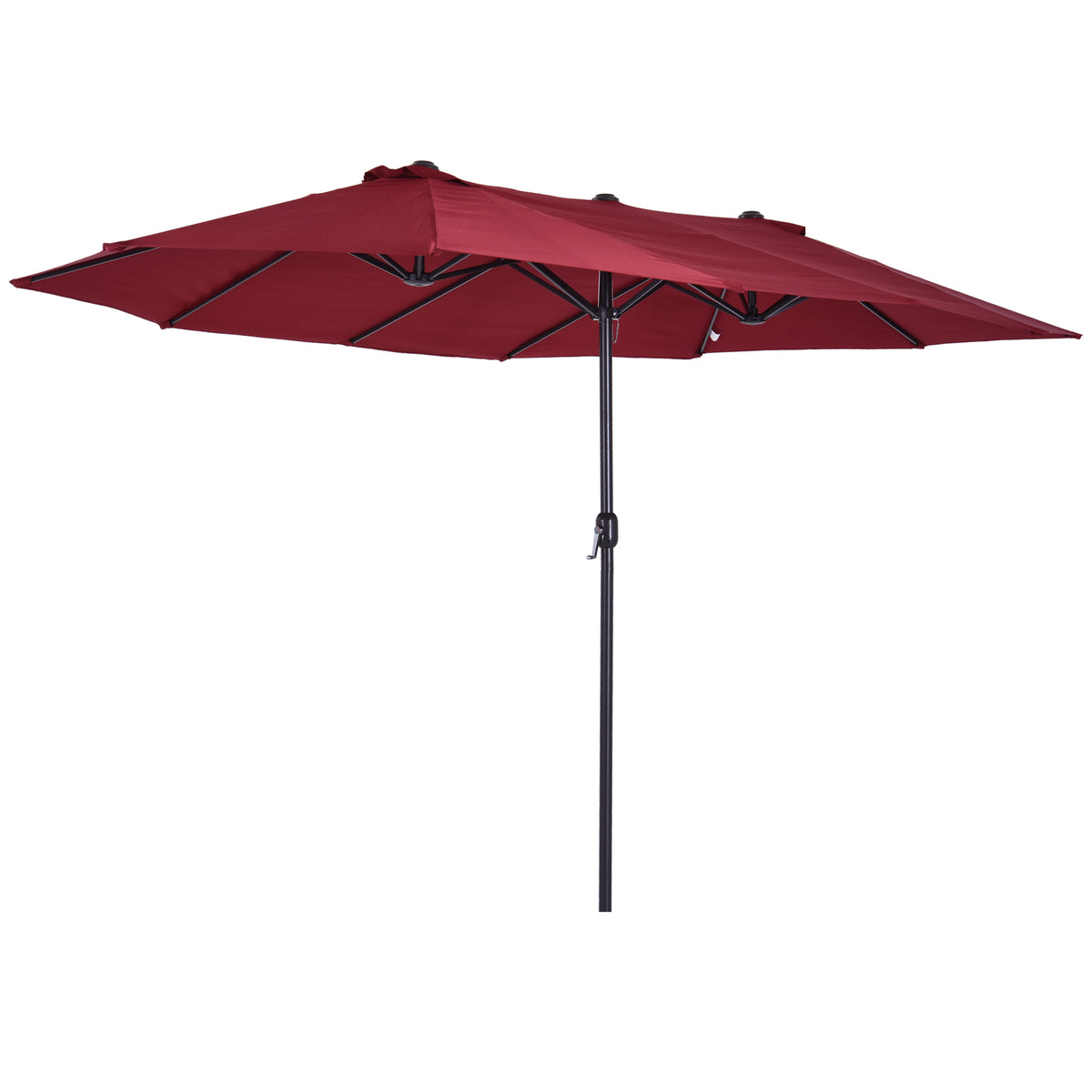 Chapéu de Sol Duplo 4,55x2,65x2,38 m Chapéu de Sol de Jardim com Manivela Manual Resistente à Água e com Proteção Solar UV para Terraço Pátio Vinho — foto 1