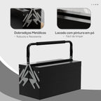 Caixa de Ferramentas de Aço Dobrável com 5 Compartimentos Mala de Ferramentas com Pega para Oficina e Casa 45x20x34,5 cm Preto — foto 5