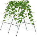 Treliça de Jardim Triangular Suporte para Plantas Trepadeiras com Estrutura em Aço para Frutas Legumes Flores e Decoração para Exterior Pátio Varanda 180x100x180 cm Verde — foto 1