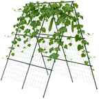 Treliça de Jardim Triangular Suporte para Plantas Trepadeiras com Estrutura em Aço para Frutas Legumes Flores e Decoração para Exterior Pátio Varanda 180x100x180 cm Verde — foto 1