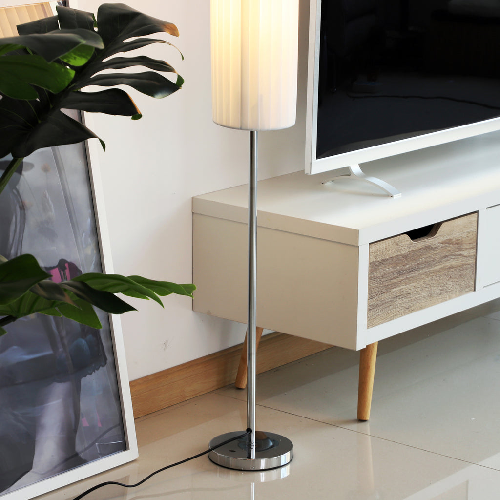 Candeeiro de Pé Moderno para o Quarto com Luzes E27, 40W e Interruptor de Pé, com Base de Aço Inoxidável Cor Branca 120cm — foto 6