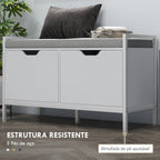 Banco Sapateira com Assento com Almofada Amovível para 4 Pares de Sapatos Banco Sapateira para Entrada Corredor Sala de Estar 84x35x50 cm Branco — foto 6